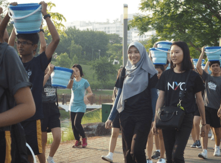 Leading the way to the end point with bright and cheerful smiles